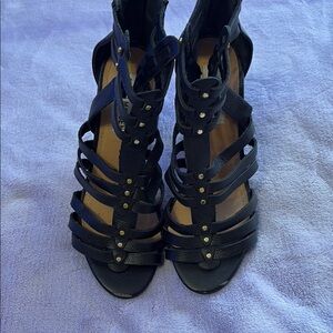 Steve Madden Black Heeled Gladiator Sandals